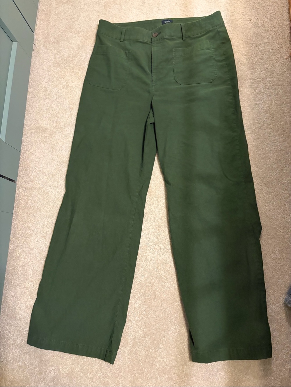J.Crew Lizzie Wide-Leg Patch Pocket Pants in Olive Green - Size 31